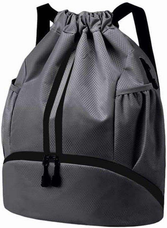 X9X Drawstring Swimming Bag, 30L Quick Dry Mesh Beach Bag Drawstring Backpack Swimming Gear Lightweight Multifunctional for Riding, Hiking, Camping (Grey Bag) - Image 2